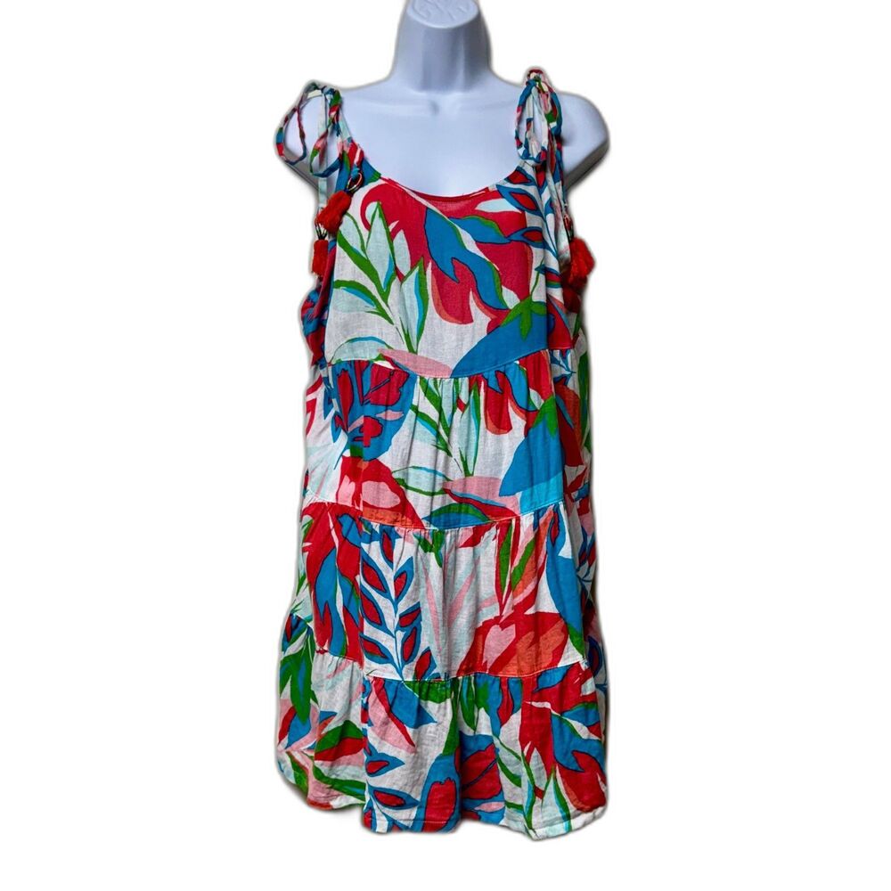 C&C CALIFORNIA Multi Tie Shoulder Cover-Up Beach Dress, Sz L